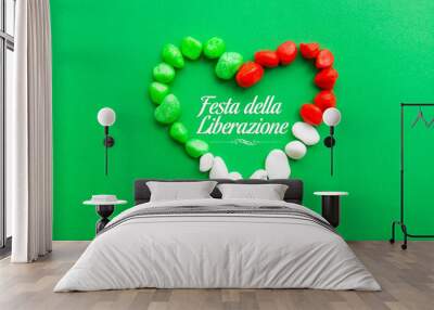 April 25 Liberation Day Text in italian card, italy flag colors national public holiday Wall mural