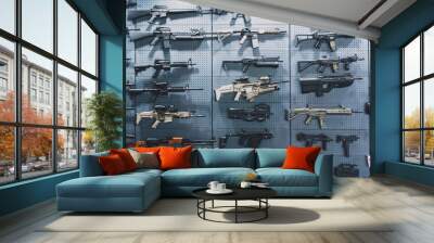 Collection of rifles and carbines on the wall Wall mural