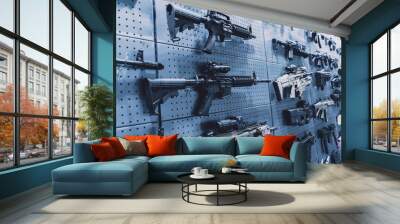 Collection of rifles and carbines on the wall Wall mural