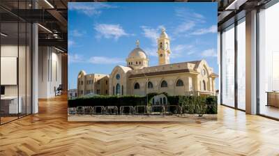 Public cathedral coptic egyptian church at the sky background Wall mural