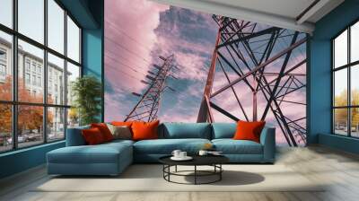 Structure pattern view of high voltage pole power transmission tower Wall mural