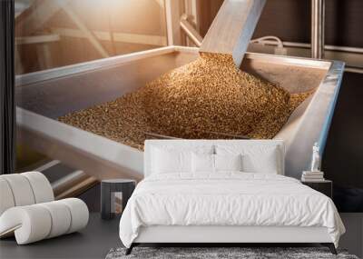 The technological process of grinding malt seeds at the mill Wall mural