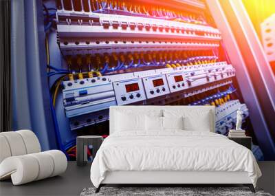 Voltage switchboard with circuit breakers. Wall mural