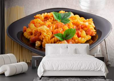 Cooked pasta girandole with vegetable sauce Wall mural