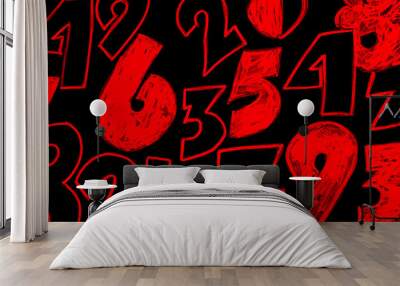 Background of numbers. from zero to nine. Mathematical equations and formulas .1, 2, 3, 4, 5, 6, 7, 8, 9, 10, logo design  Wall mural