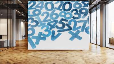 Background or texture of numbers. Finance data concept. Mathematic. Seamless pattern with numbers. Finance concept.  Wall mural