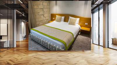 Comfortable room in a modern hotel with an urban style. Stylish and environmentally friendly apartment. Wall mural