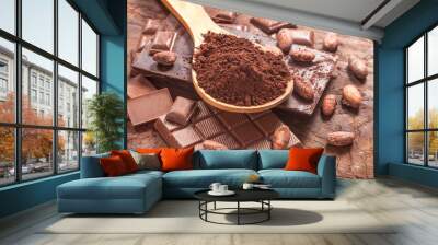 chocolate and cacao beans Wall mural