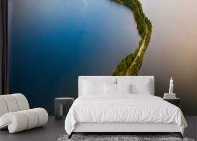 Aerial view of a ridge road through a lake in Punkaharju, Finland Wall mural