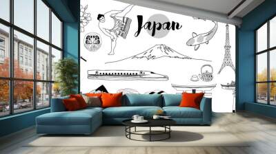 Hand drawn Japan illustration set.  Wall mural