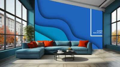 Blue papercut background design concept Wall mural