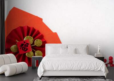 chinese lunar new year background design concept with red berry and festive decoration. Wall mural