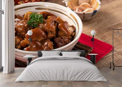 Taiwanese traditional food pork knuckle in a bowl for Chinese Lunar New Year meal. Wall mural