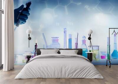 Analysis Laboratory - Scientist With Pipette And Beaker - Equipment Chemical
 Wall mural