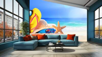 Beach Accessories On Seashore - Summer Holidays
 Wall mural