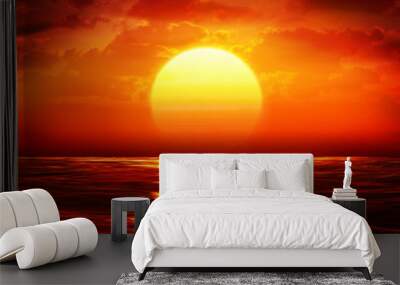 big sunset over sea - summer theme Wall mural