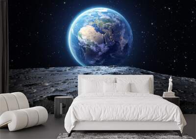 blue earth seen from the moon surface Wall mural