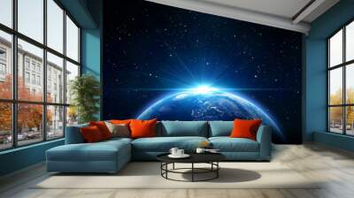 blue sunrise, view of earth from space Wall mural