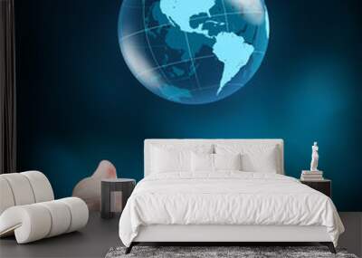 blue world in hands Wall mural