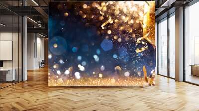 Champagne And Glitter - New Year Event Celebration Or Anniversary With Abstract Defocused Background Wall mural