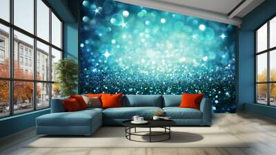 christmas background - shining glitter - blue Wall mural