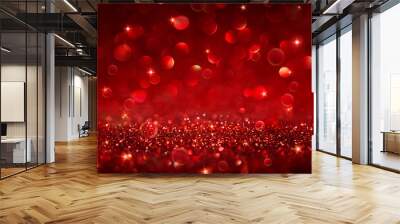 christmas background - shining red glitter Wall mural