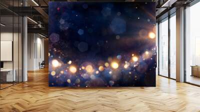 Christmas Star With Shiny Defocused Lights In Abstract Blue Night Wall mural