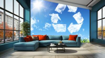 cloud-shaped icon recycling Wall mural