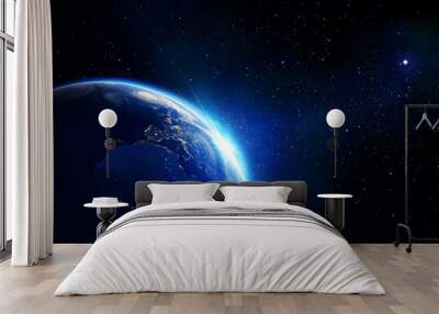 earth blue shining - horizon and stars Wall mural