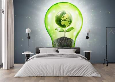 ecological idea - new world in lamp Wall mural