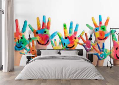 Hands Painted With Smileys
 Wall mural