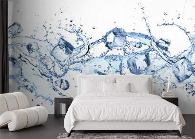 Ice Cubes In Splashing - Cold And Refreshment Wall mural