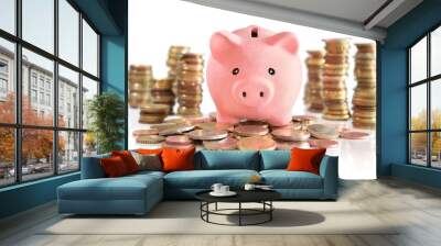 money saving on euro and money tower Wall mural