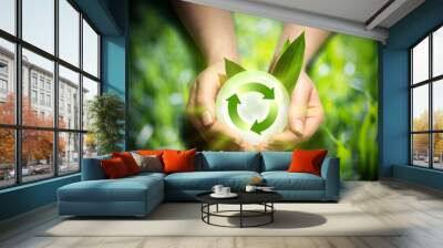 renewable energy in the hands Wall mural