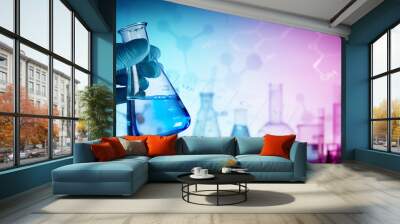 Research And Innovation - Beaker With Formula In Laboratory
 Wall mural