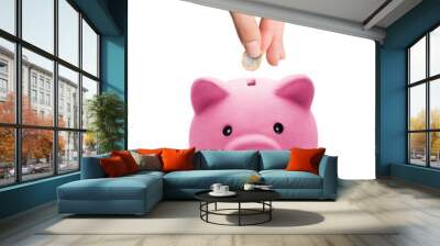 saving concept - euro coin in piggy bank Wall mural