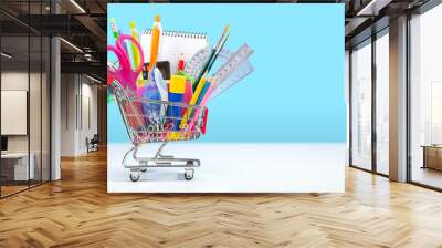 school supplies in shopping cart - back to school
 Wall mural