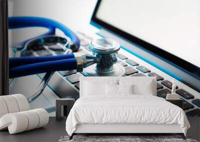 stethoscope on laptop Wall mural