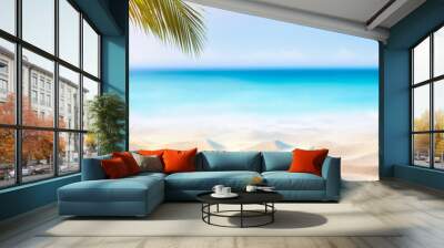 Summer Banner - Sunny Sand With Palm Leaves In Tropical Beach
 Wall mural