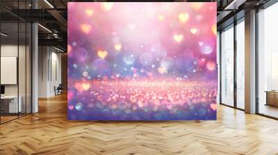 Valentines Shiny Pink Glitter Background With Defocused Abstract Lights Wall mural