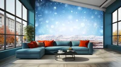 winter background - snowy table in the night Wall mural