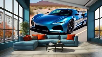 concept car in desert Wall mural