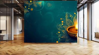 Creative Diwali Festival Banner with Detailed Indian Motifs, Celebrating Culture and Tradition Wall mural