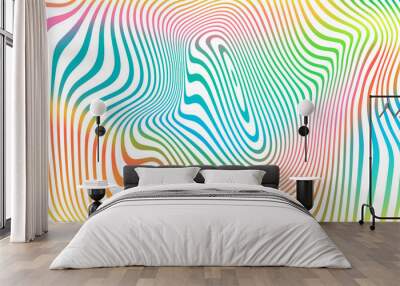 Abstract color blend background, holographic iridescent liquid stripes pattern. Vector trend fluid color gradient splash background Wall mural