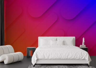 abstract color pattern of neon blue, ornage and purple red liquid gradient lines background with mod Wall mural