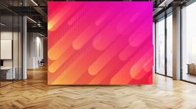 Abstract color pattern of neon red orange liquid gradient lines background with modern geometric fluid shapes in dynamic motion Wall mural