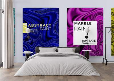 Abstract color splash or marble design texture brochure template backgrounds. Marbling texture creative watercolor art pattern gradient backdrop for banner, poster or magazine cover vector background Wall mural