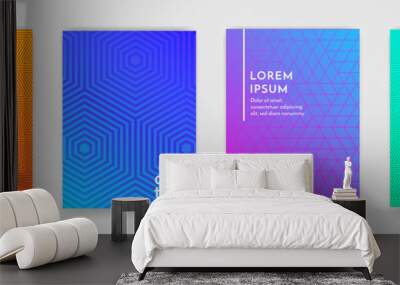 Abstract geometric pattern background with line texture for business brochure cover design. Gradient Pink, orange, purple, blue and green vector banner poster template Wall mural