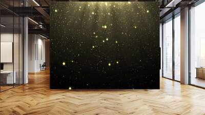 abstract gold glitter particles background with shining stars falling down and light flare or glare  Wall mural