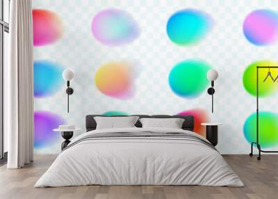 Abstract gradient circles, vector watercolor blend round shape isolated on transparent background. Vibrant color blending with iridescent texture Wall mural